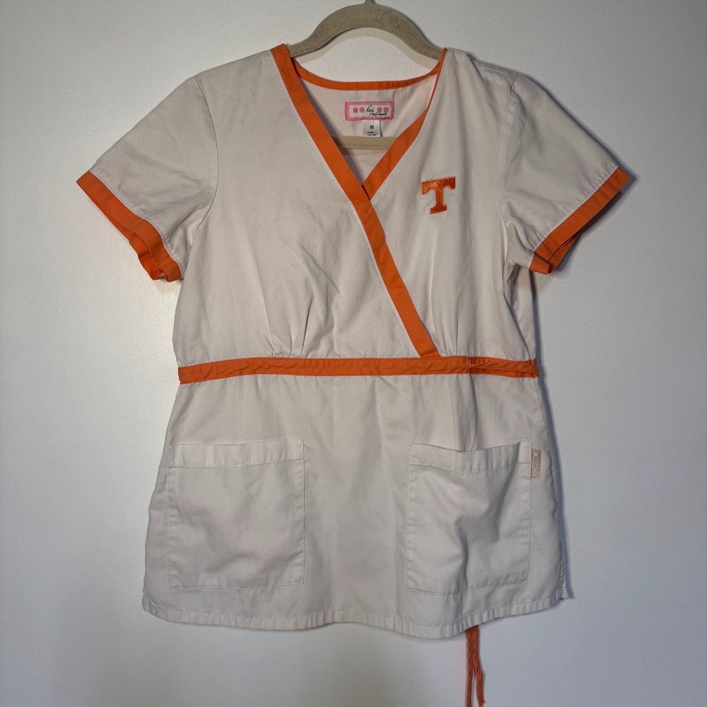 KOI UT Volunteers University of Tennessee Scrub Top White Orange